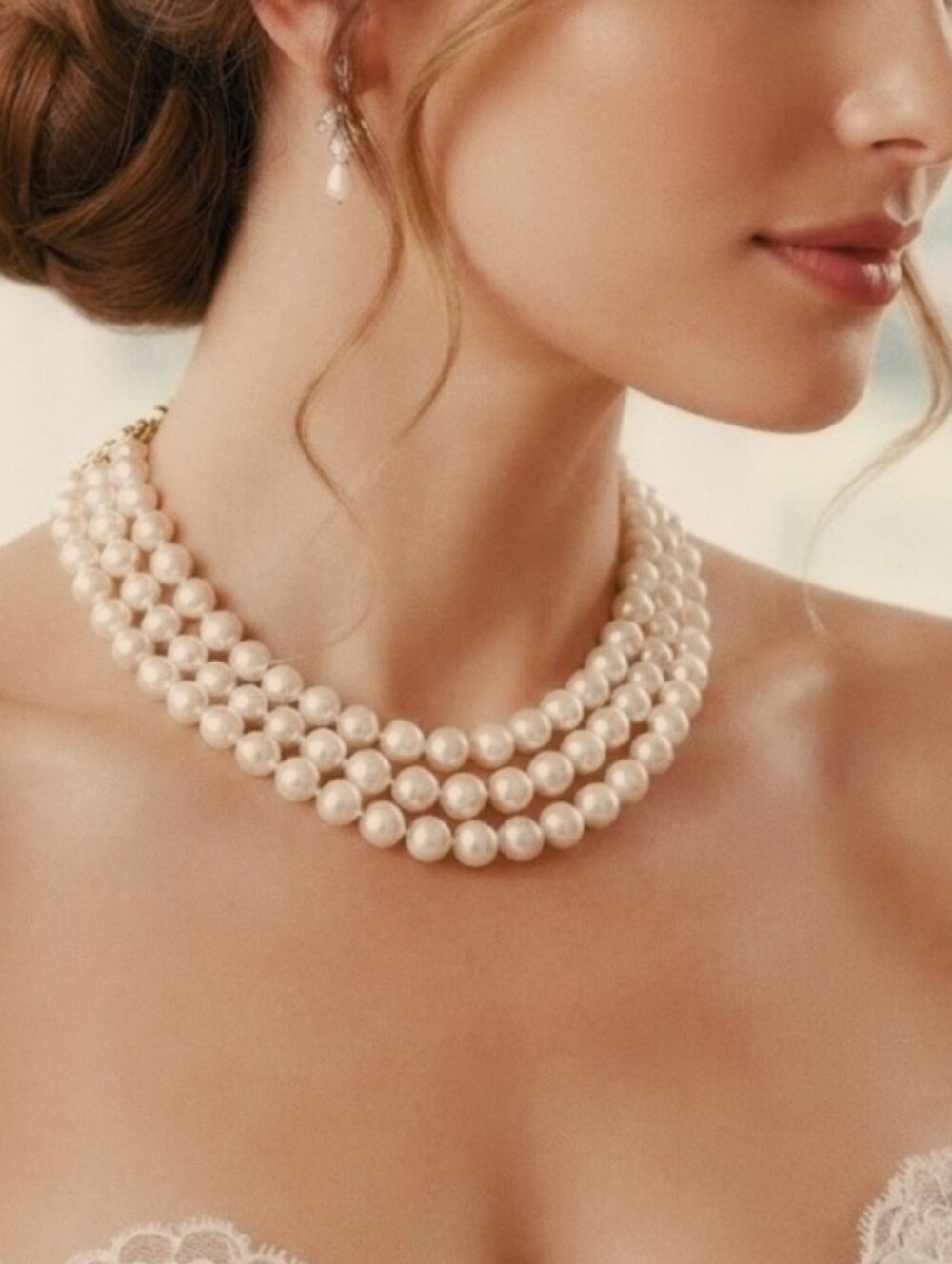 Vintage Triple-strand Faux Pearl Necklace